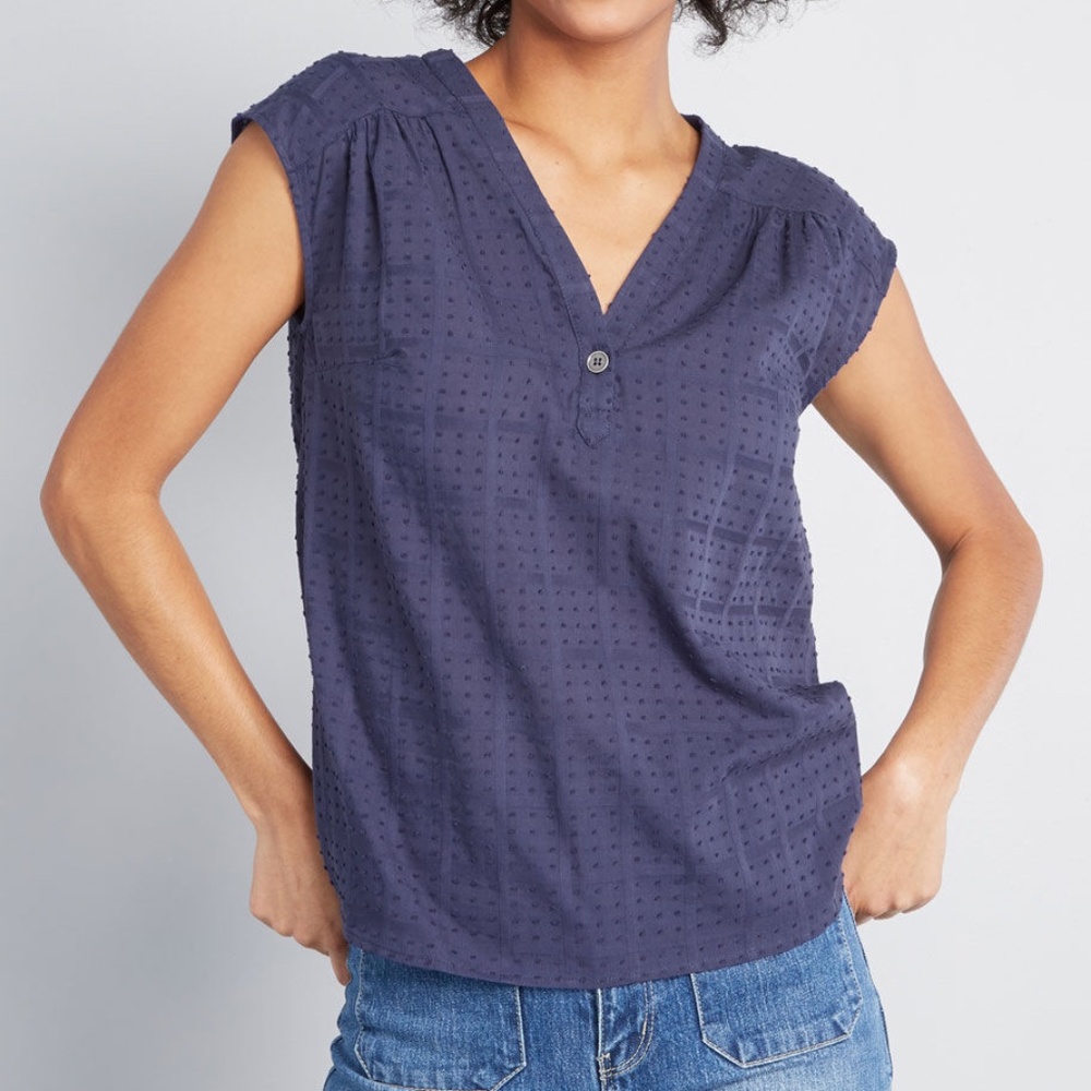 Modcloth Cotton Blouse with Capped Sleeves